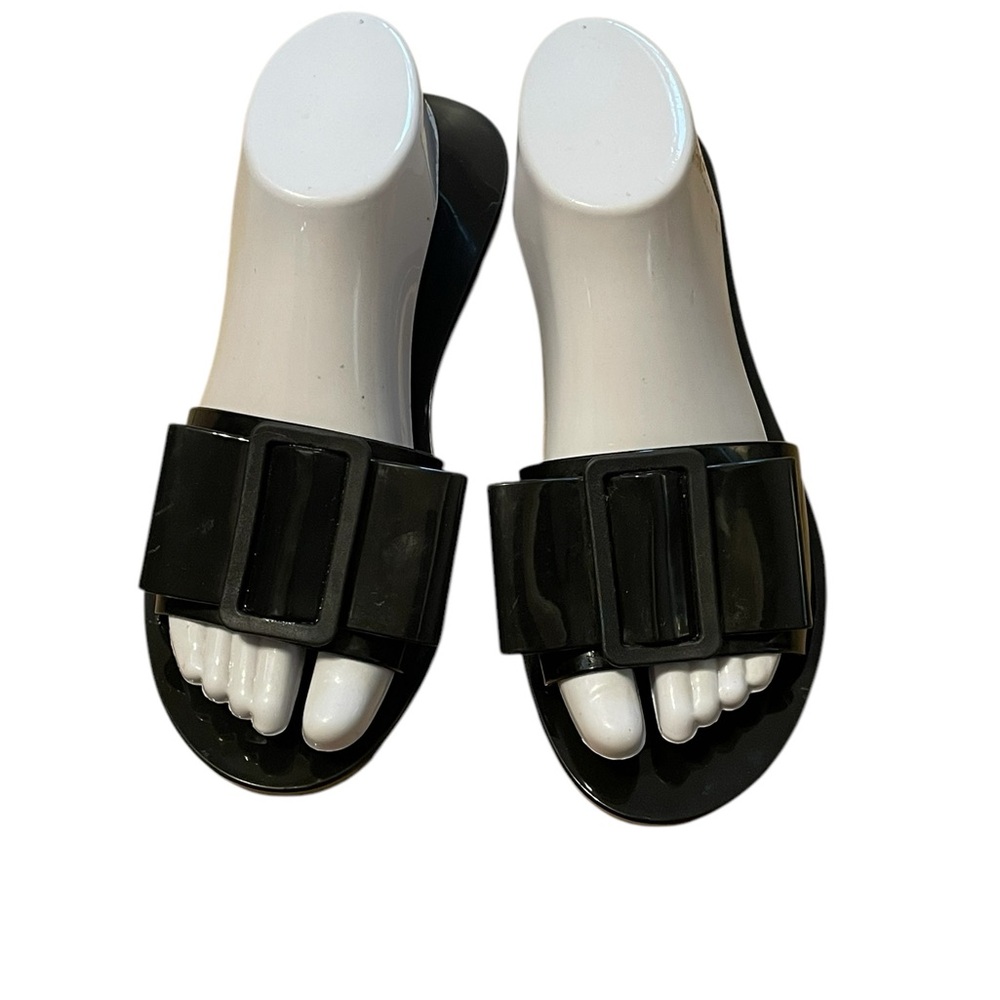 Melissa Black Thong Sandal, Large Bow, Size 7, GUC